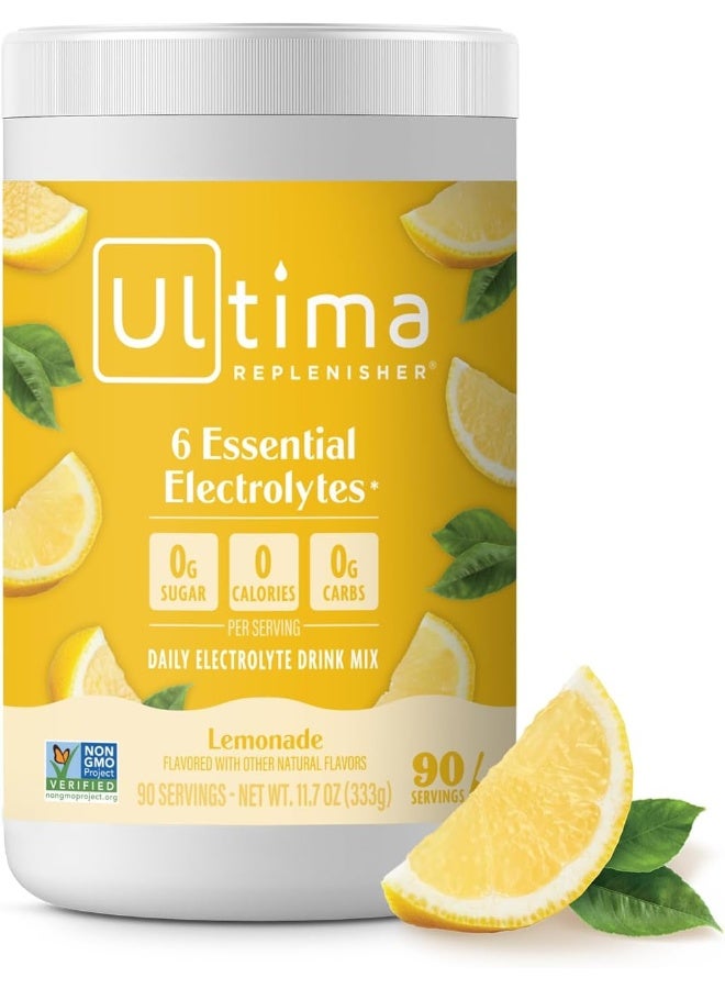 Ultima Replenisher Hydration Electrolyte Powder- 90 Servings- Keto & Sugar Free- Feel Replenished, Revitalized- Naturally Sweetened- Non- Gmo & Vegan Electrolyte Drink Mix- Lemonade - Image 1