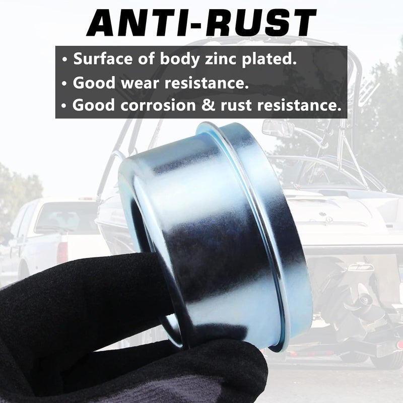 GREPSPUD 2pcs 2.72'' Trailer Hub Dust Caps, Trailer Spindle Bearing Dust Cap Cup Grease Cover Caps & Extra Rubber Plugs for 7000 to 8000 lb Boat Trailer Dexter EZ Lube Trailer Camper RV Axle - Image 4