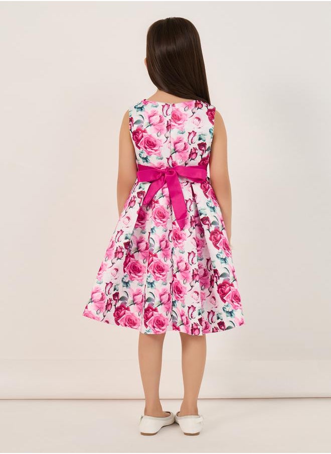 All-Over Floral Print Sleeveless Dress with Bow Detail - pzsku/Z480BA6407D5446E1E366Z/45/_/1738246285/38209e23-c1db-4a85-b6bf-e5599b763d62