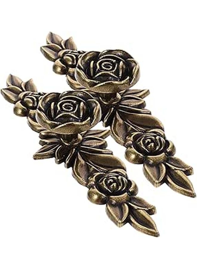 Vintage Rose Brass Cabinet Knobs 2pcs Single Hole Drawer Pulls For Kitchen Furniture Wardrobe - Image 1