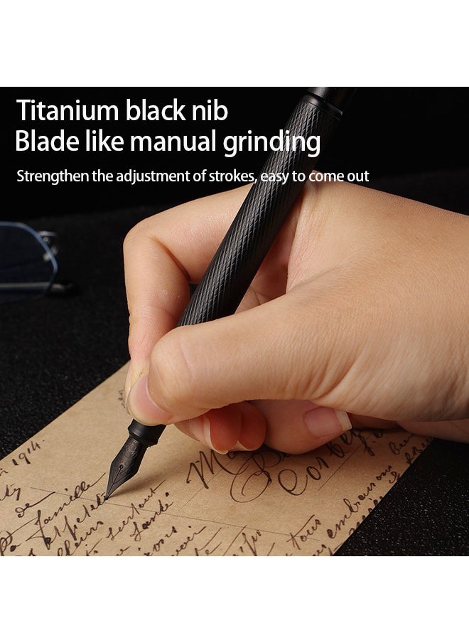 Generic Fountain Pen Black Forest Metal Fountain Pen Beautiful Tree Texture Extra Fine Nib Writing Office Pen Classic Design with Converter and Pen Box Set Pen Gift for your Family or anyone else  - Image 5