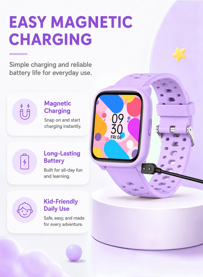 ساعة ذكية للأطفال W98L بشاشة لمس HD مقاس 1.83 بوصة، عداد خطوات ومتابعة النشاط، ألعاب تعليمية، منبه ومؤقت، مقاومة للماء للبنين والبنات والطلاب - Image 3