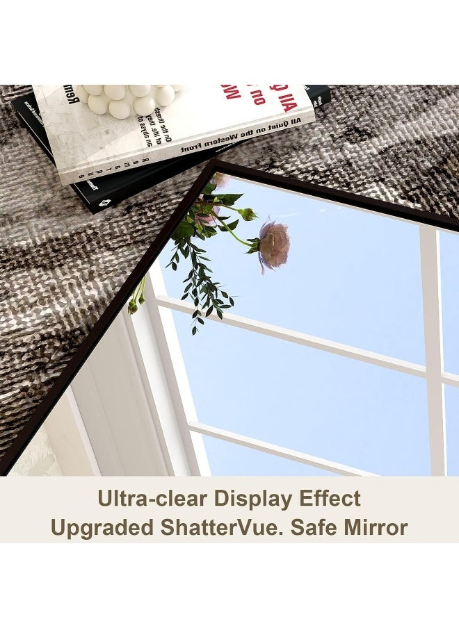 Decorhills Decorhills LED Mirror for Bathroom, Black Rectangle Mirror, Wall Mounted Vanity Mirror Dimmable Lighted LED for Bedroom Living Room, Entryway Hangs Vertical (Black-Square Corner, 60x120cm)  - Image 4