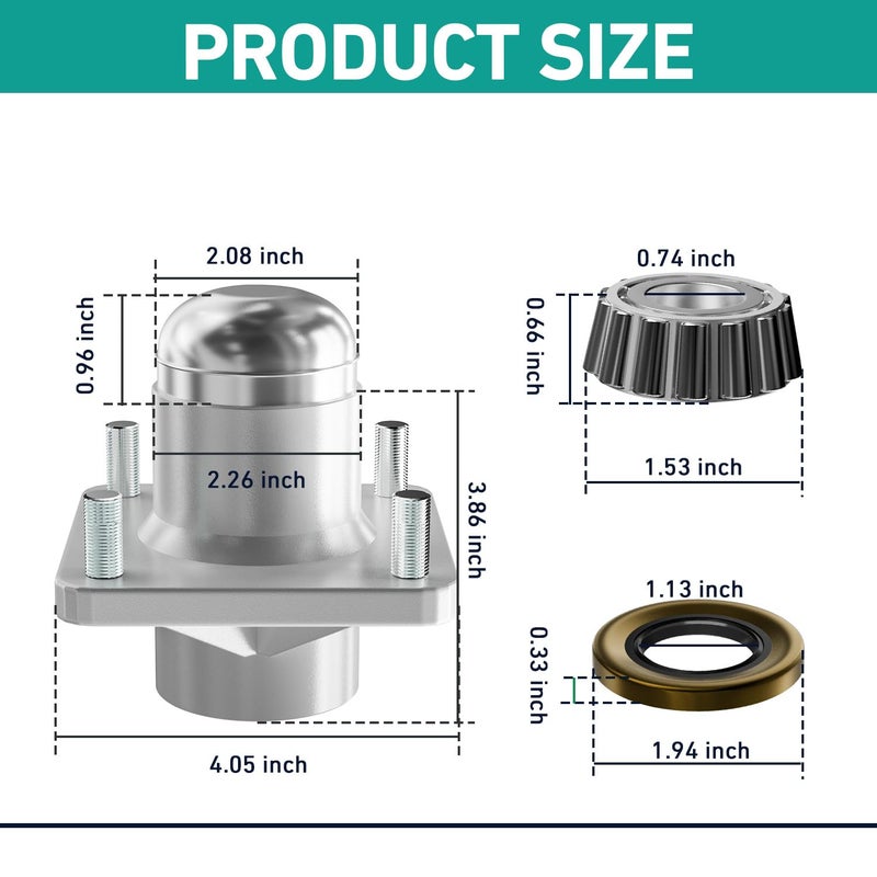 Drive-up Club Car DS Front Hub Assembly, Golf Cart Front Wheel Hub with Bearings Seals Kit for Club Car DS 1981-2003 Gas and Electric Golf Carts, OEM 1011892 - Image 3