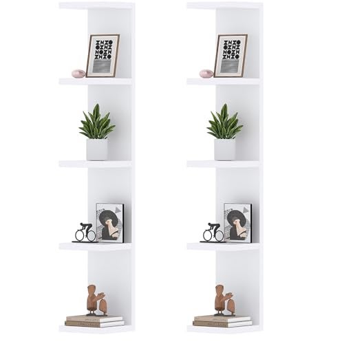 LitaEther 5 Tier White Lack Wall Shelf - Multi-Functional Display Organizer for Anime Figures, Funko Pop, Plants, Makeup & Books (7.1" x 5.5" x 30.7") – Space-Saving Floating Shelf for Home & Office - Image 1