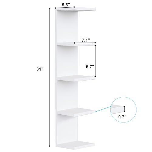 LitaEther 5 Tier White Lack Wall Shelf - Multi-Functional Display Organizer for Anime Figures, Funko Pop, Plants, Makeup & Books (7.1" x 5.5" x 30.7") – Space-Saving Floating Shelf for Home & Office - Image 2