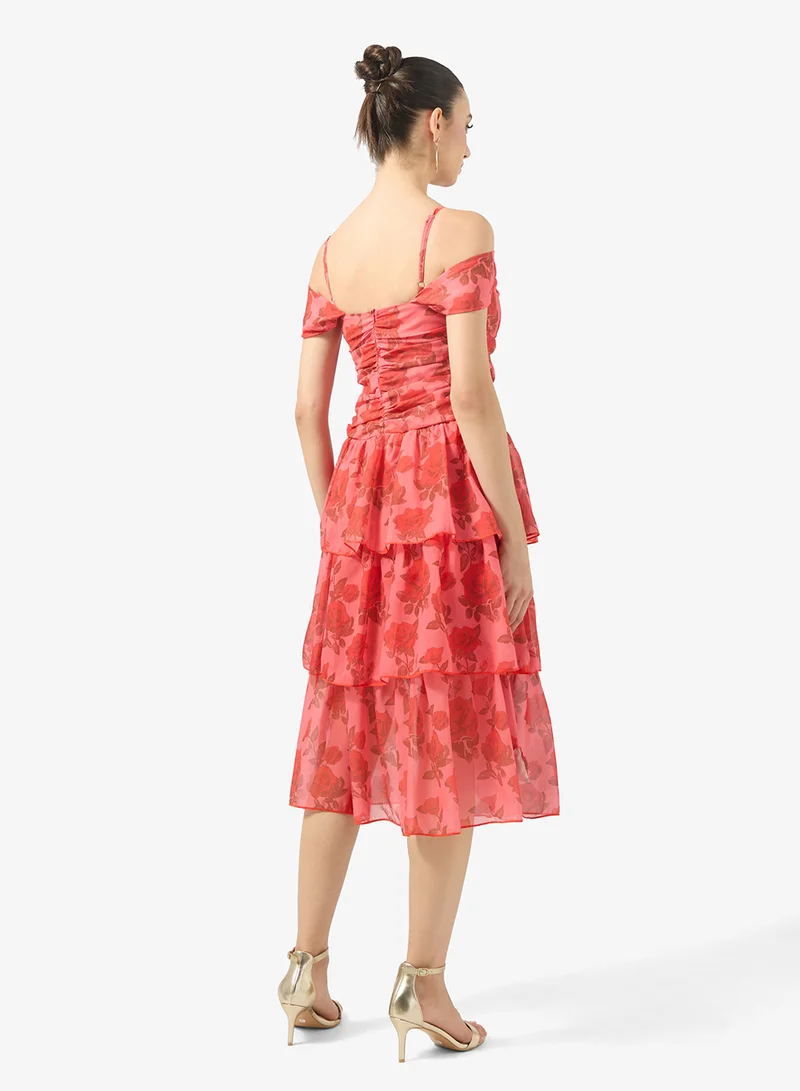 جينجر بوتيك Off Shoulder Floral Tiered Maxi Dress