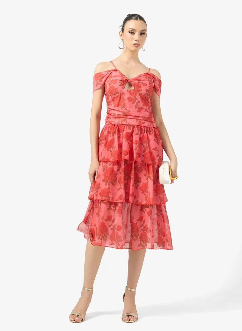 Ginger Boutique  Off Shoulder Floral Tiered Maxi Dress for Women | Best Price UAE