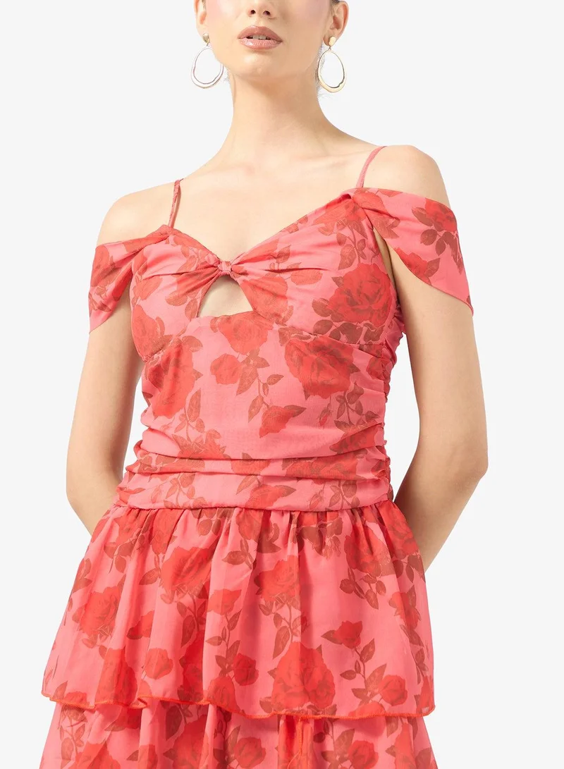 Ginger Boutique  Off Shoulder Floral Tiered Maxi Dress for Women | Best Price UAE