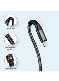 Brave Brave 30w 2 in 1 pack Type-C to Lightning Nylon Braided Data Cable 3.1A Fast Charging for iPhone 14 Pro Max, iPhone 13 12 11 Pro Max Mini XS Plus 1m & 2m (Black)  - Image 5