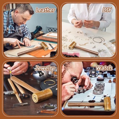 Leriton Natural Rawhide Mallet Tool, Rawhide Leather Hammer, Cowhide Carving Tool for Repairing Ring Handles, Jewelry Making, Leather Processing, Woodworking, DIY Handmade Tools 11.2 Inch - Image 4
