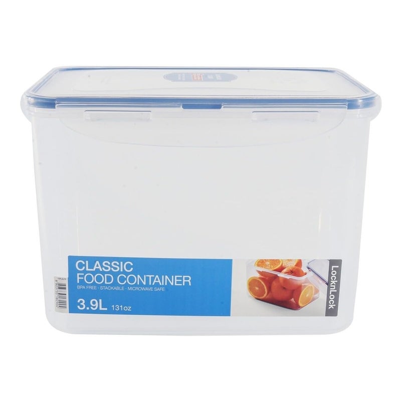 LOCK & LOCK LocknLock Rectangular Tall Food Storage Container 3.9L (3900ml) - Airtight Leak Proof - BPA Free, Microwave & Dishwasher Safe - Image 1
