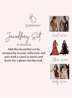 Just Peachy Just Peachy Exquisite White Embellished Handcrafted Jewellery Set – Elegant Necklace & Earrings with Intricate Detailing, Perfect for Weddings, Parties, and Special Occasions  - Image 5