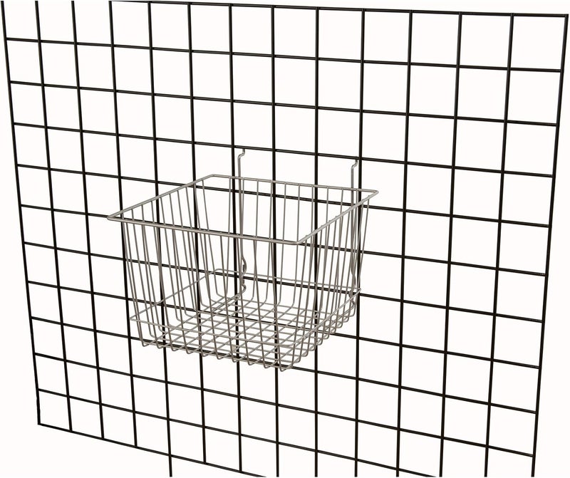 Econoco - Epoxy Chrome Multi-Fit 12” Deep Wire Basket for Slatwall, Pegboard or Gridwall (Set of 6) Metal Semi-Gloss Basket, Epoxy Chrome - Image 4