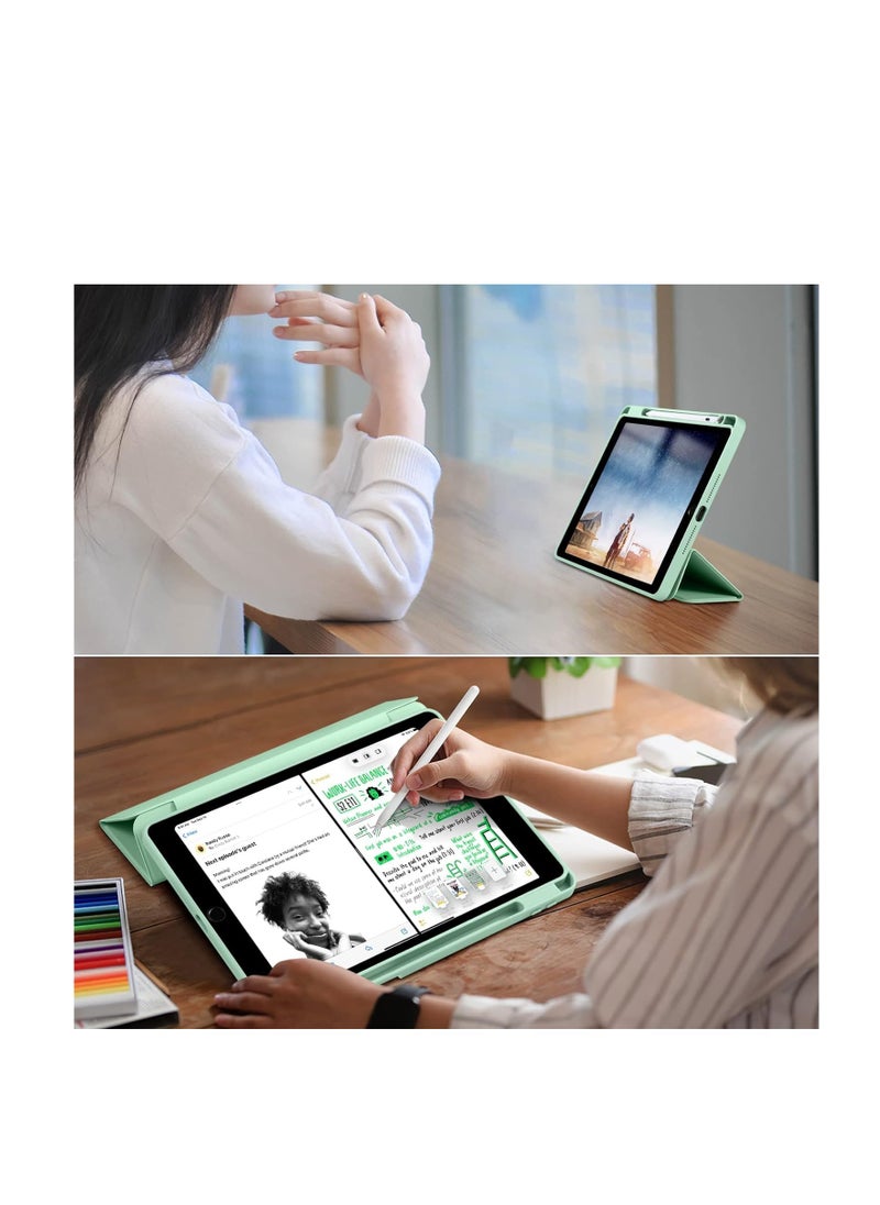 Generic - Case for iPad 10.2-Inch (9th/8th/7th Generation, 2021/2020/2019),Clear Shockproof Back Cover Built-in Pencil Holder,Auto Sleep/Wake (Mint Green) - Image 1