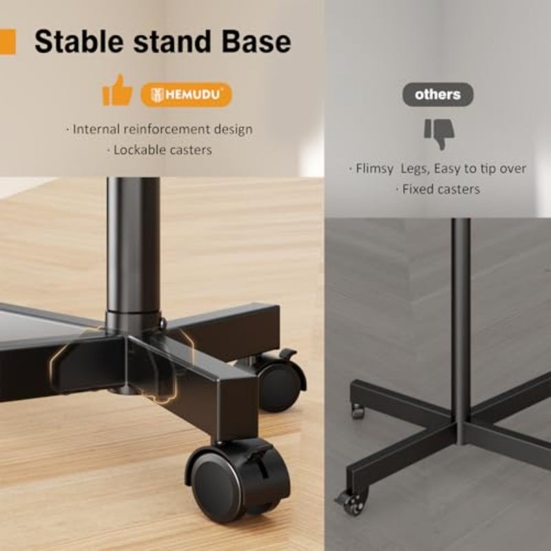 Mobile TV Stand for 23-60 Inch LCD LED Flat/Curved Screens, Steel Black Rolling Cart with Tilt Height Adjustment, 77Lbs Capacity, Wheels, VESA 400x400mm - Image 5