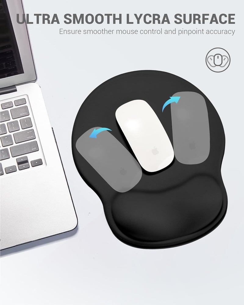 Laborio Ergonomic Mouse Pad with Wrist Rest, Large Mousepad(10.6'' x 9''), Wrist Support Mouse Mat with Non-Slip Base, Pain Relief for Laptop & Computer (Black) - Image 5