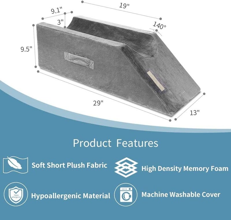LightEase Memory Foam Leg Support and Elevation Pillow w/Dual Handles for Surgery, Injury, or Rest - Image 3