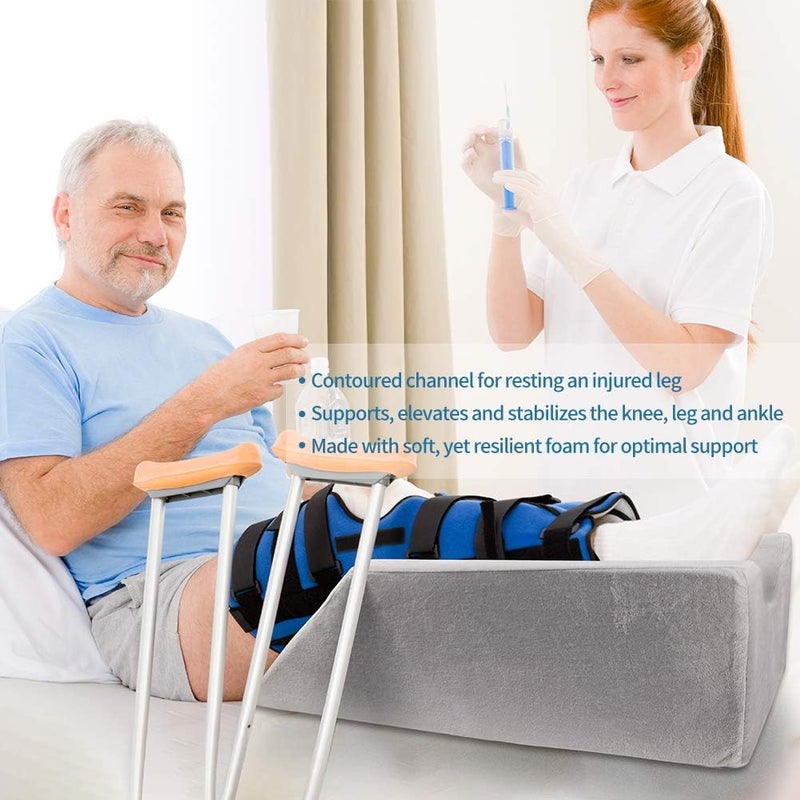 LightEase Memory Foam Leg Support and Elevation Pillow w/Dual Handles for Surgery, Injury, or Rest - Image 5