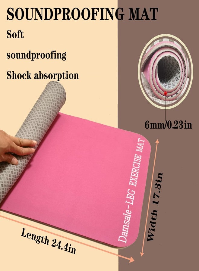 Damsale 6mm Thick Non-Slip Exercise Mat - Protects Hardwood Floors 2X Better Than 3mm Mats, Noise-Reducing Equipment Pad for Elliptical Desk Bike Pedal Exerciser - Image 2