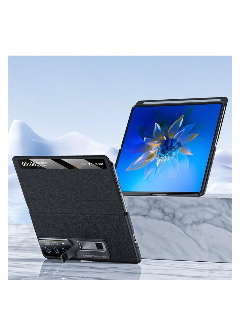 Aookay - For Honor Magic V2 Genuine Leather Flip Case with Smart Touch View Window and Kickstand, Ultra-thin Drop-proof Phone Case for Magic V2 (Magic V2) - Image 1