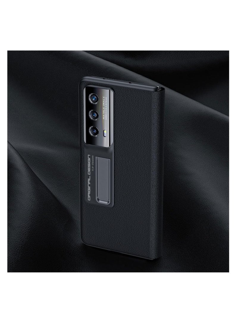 Aookay - For Honor Magic V2 Genuine Leather Flip Case with Smart Touch View Window and Kickstand, Ultra-thin Drop-proof Phone Case for Magic V2 (Magic V2) - Image 1