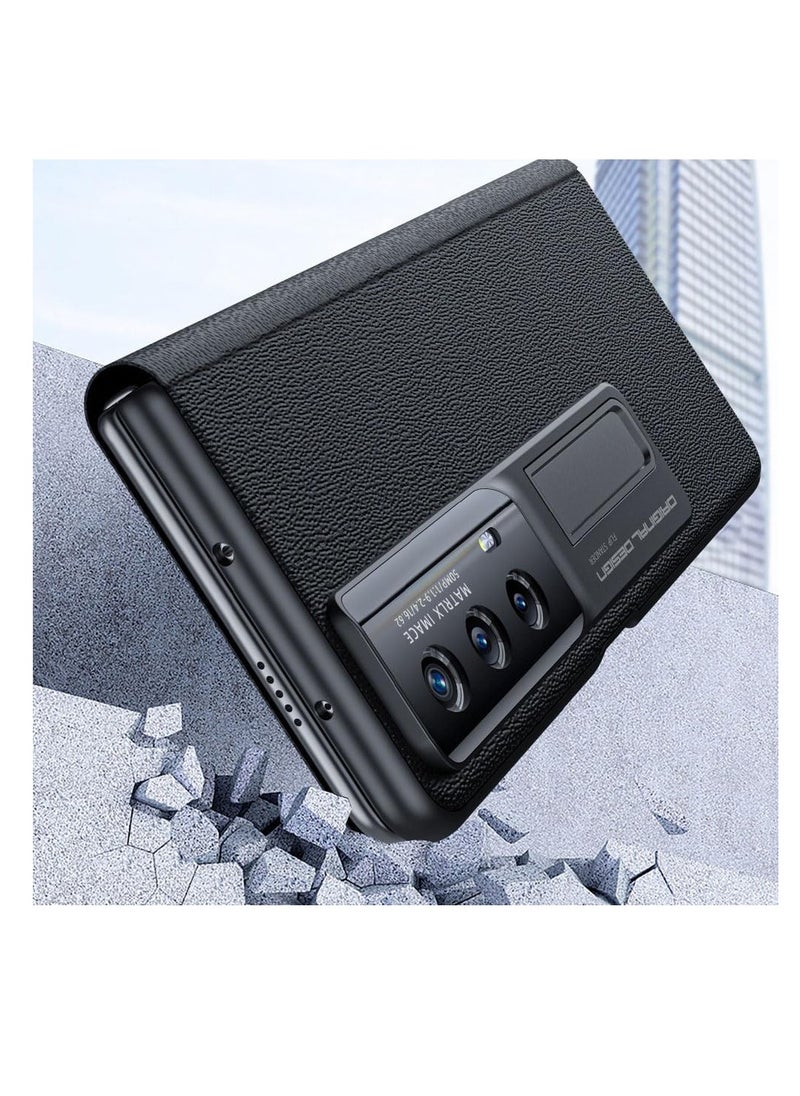 Aookay - For Honor Magic V2 Genuine Leather Flip Case with Smart Touch View Window and Kickstand, Ultra-thin Drop-proof Phone Case for Magic V2 (Magic V2) - Image 1