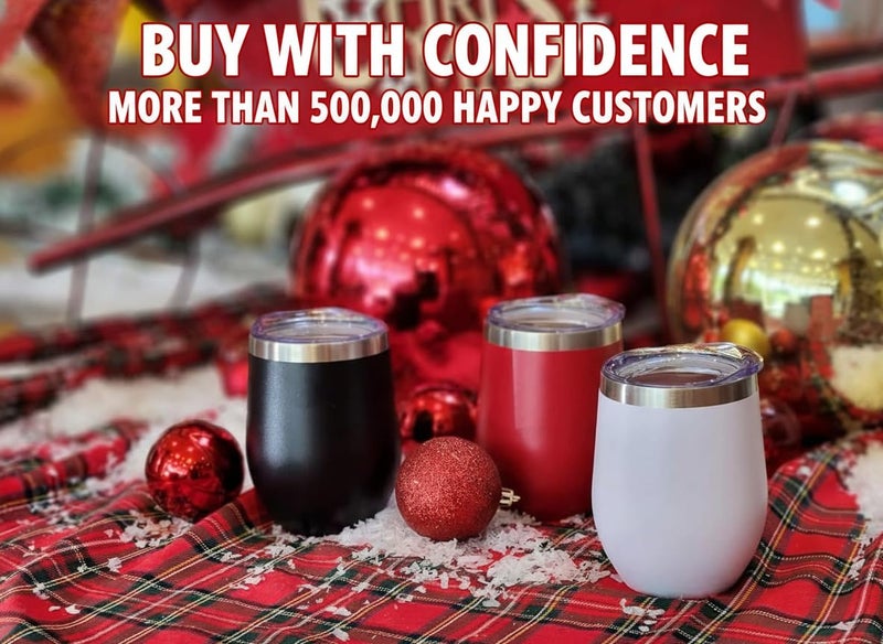 CHILLOUT LIFE كوب نبيذ من الفولاذ المقاوم للصدأ سعة 12 أونصة مع غطاء - كوب نبيذ معزول مزدوج الجدار يحافظ على البرودة والحرارة للقهوة، الشمبانيا، الكوكتيلات، الآيس كريم - مطلي باللون الأسود - Image 5