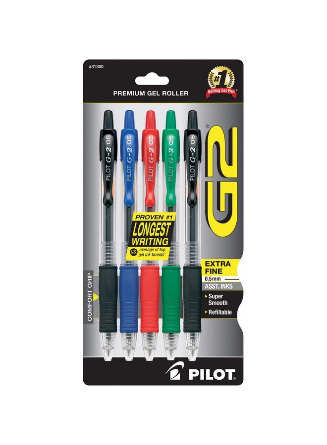 بايلوت أقلام جل رولر فاخرة من G2، برأس رفيع للغاية 0.5 مم، عبوة من 5 أقلام، ألوان متنوعة - Image 1