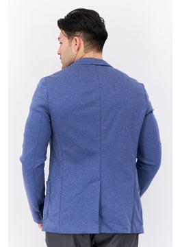 HUGO BOSS Men Regular Fit Heather Semi-Formal Blazer, Slate Blue  - Image 3