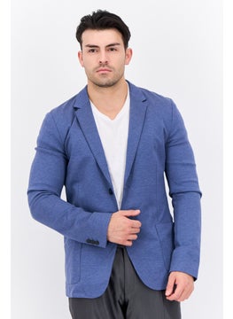 HUGO BOSS Men Regular Fit Heather Semi-Formal Blazer, Slate Blue  - Image 1