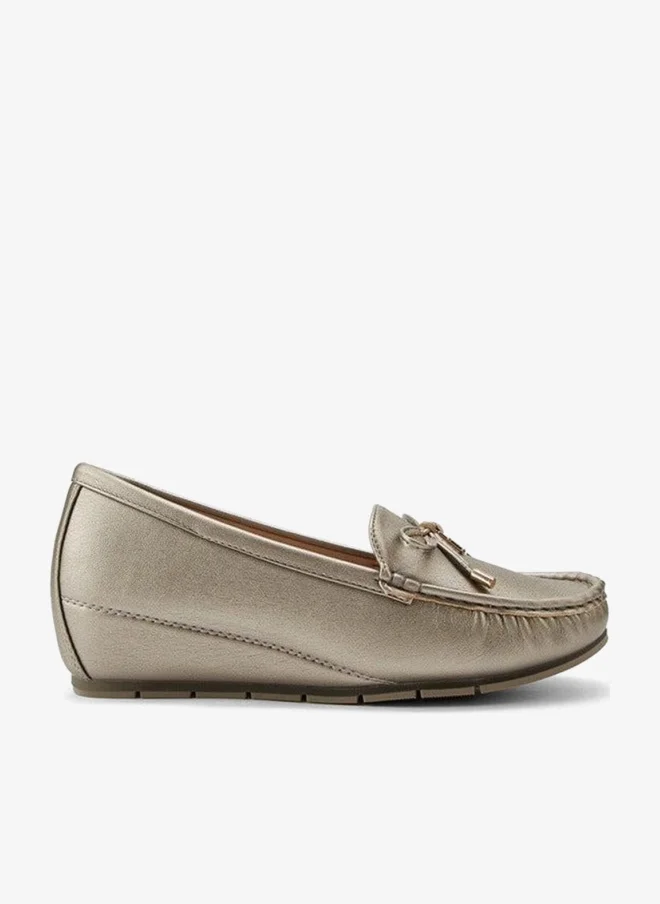 Bow Detail Slip-On Wedge Loafers