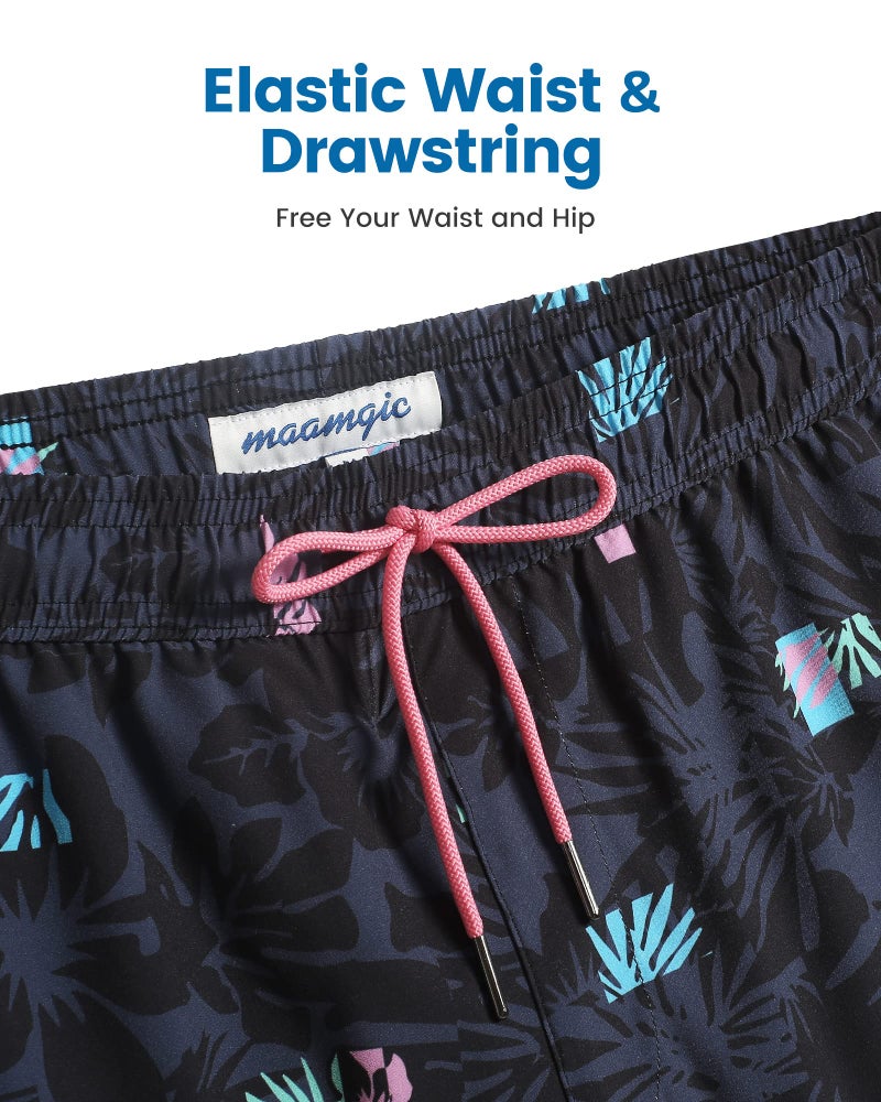 maamgic Swim Trunks Men 2 in 1 Mens Bathing Suit 7 Inch Quick Dry Mens Swimming Trunks with Zipper Pockets - Image 5
