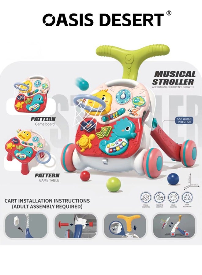 صحراء الواحة 2 في 1 مشاية متعددة الوظائف جالسة عمودية التعليم المبكر مركز نشاط الأطفال التعلم المشاية المتنقلة لعبة تعلم الموسيقى اللعب - Image 3