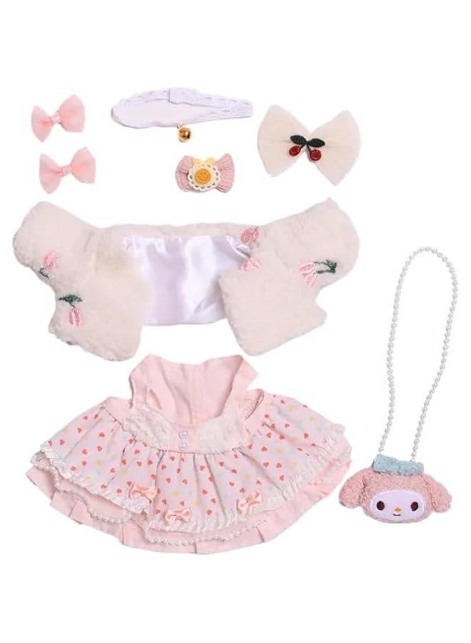 Doll Clothes Sew Beautiful 38cm Doll Clothes Suitable for 38cm /15in labubu Dolls Accessories 4hairbin+1dress+1bag+1coat+1scarf No Doll - Image 1