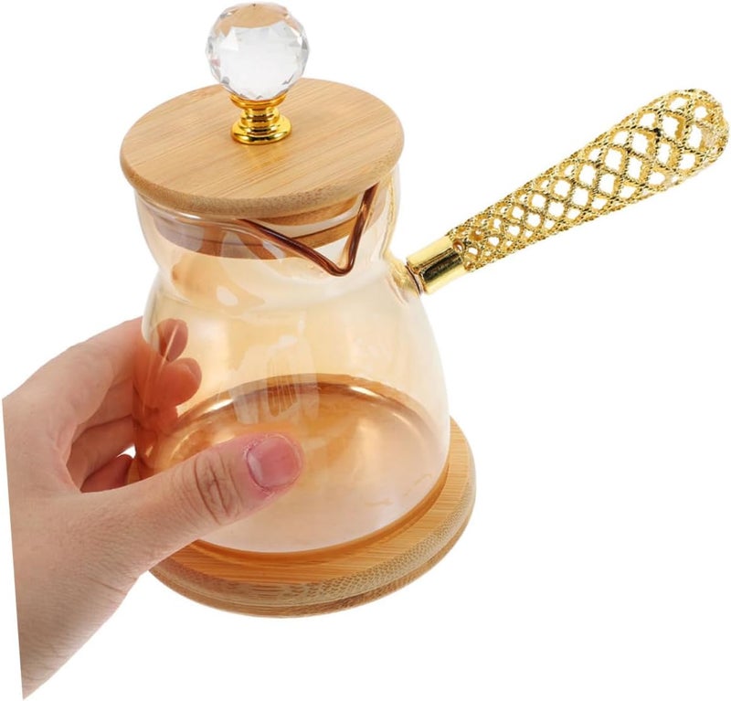 أموسفون (Amosfun) – إبريق قهوة تركي مكون من قطعتين، مصنوع من الزجاج مع مقبض مقاوم للحرارة، ومزود بجهاز تسخين الحليب وصانع الشاي، مناسب للمطبخ المنزلي. تصميم أنيق. - Image 4