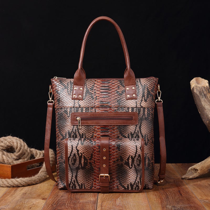 Retro New Tote Snake Shoulder Handbag Aztec For Independent Station Tk - Image 1