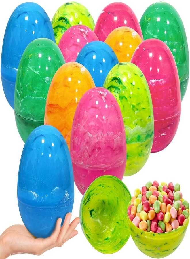 Aviski 12Pcs 6" Jumbo Marble-Like Giant Plastic Easter Eggs for Kids Egg Hunt Basket Bag Large Empty Stuffers Fillers, Toys Filling Treats & Easter Theme Party Supplies Favor - Image 1