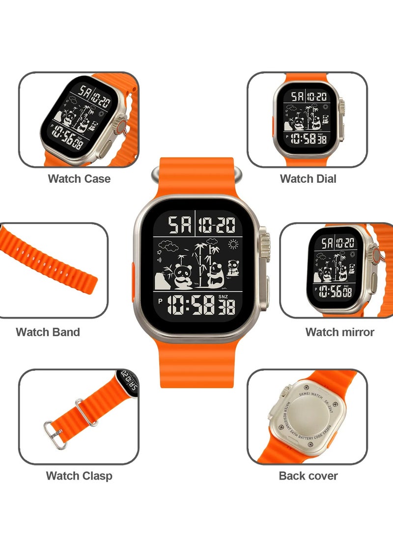 SKMEI SKMEI 2247 Men Digital Black Dial Orange Silicone Strap - Image 3