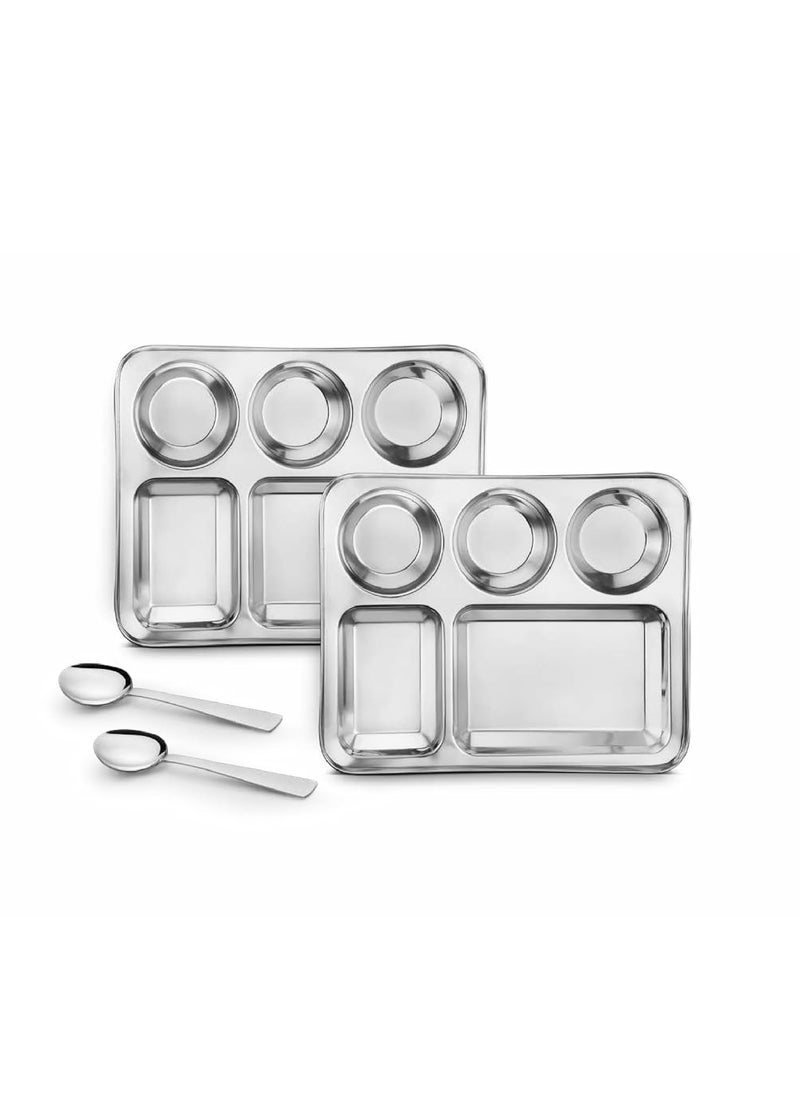 Classic Essentials - CLASSIC ESSENTIALS Stainless Steel Compartment Plate Bhojan Thali, Lunch/Dinner Plate - Image 1