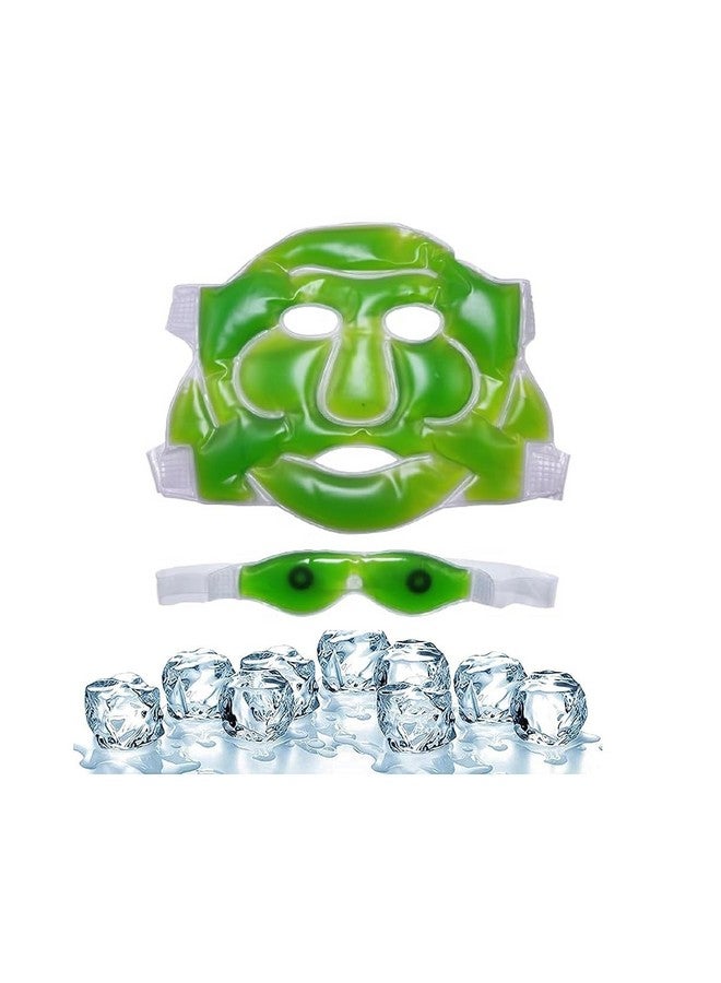 Instakart Aloe Vera Cool Gel Full Face Mask Summer Ice Cooling Sleeping Mask For Eye Patches Remove Dark Circles Fatigue Cool Eyes Patch Pads Eye Care + Eye Mask,1Pcs - Image 1