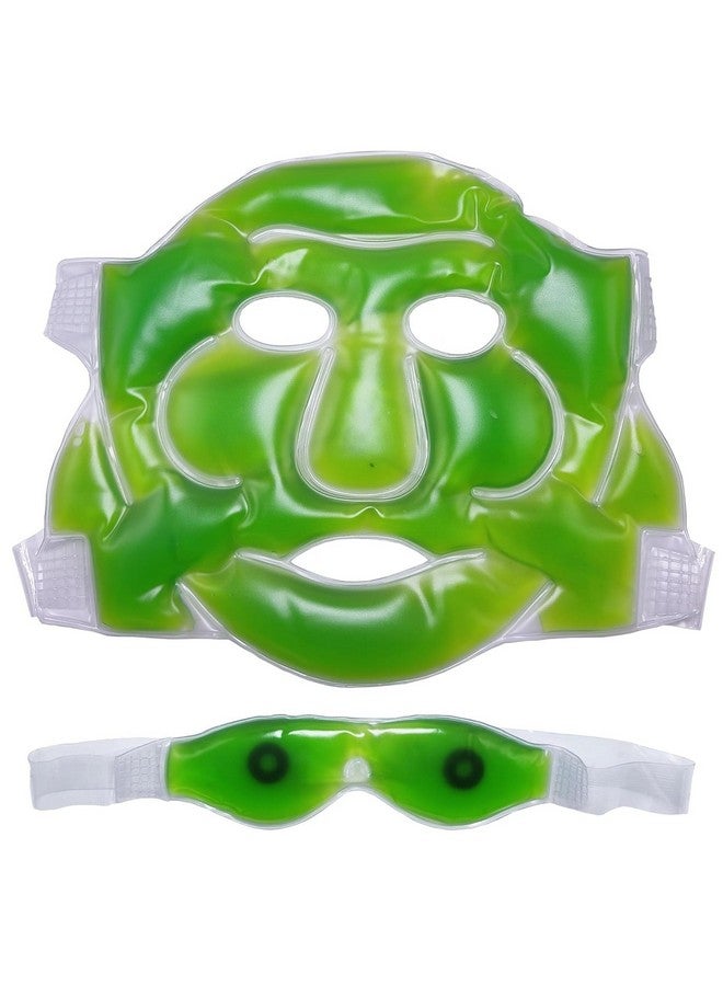 Instakart Aloe Vera Cool Gel Full Face Mask Summer Ice Cooling Sleeping Mask For Eye Patches Remove Dark Circles Fatigue Cool Eyes Patch Pads Eye Care + Eye Mask,1Pcs - Image 2