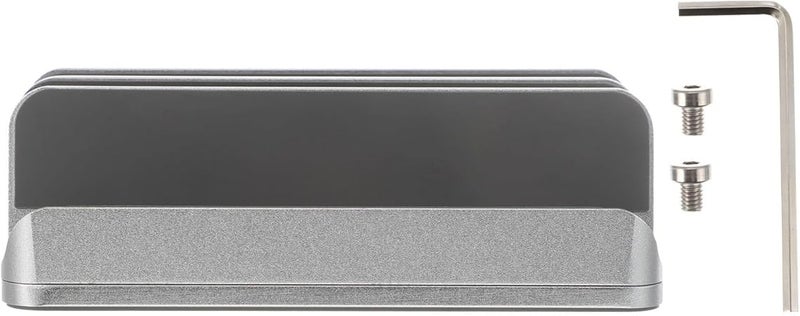 Aluminum Alloy Vertical Laptop Stand and Tablet Base for Office Desk, Dual Holder Rack for Portable Notebooks, Silver Vertical Storage Laptop Riser Compatible with Tablets - Image 2