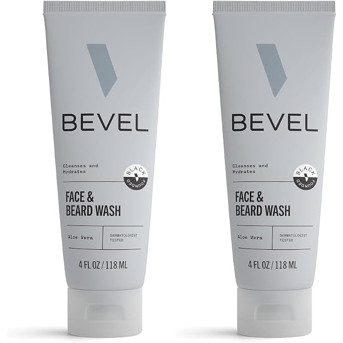 Bevel Face & Beard Wash For Men With Witch Hazel & Aloe Vera Cleansing Mens Face Wash That Hydrates and Brightens Skin and Softens Beard, 4 FL Oz, (Pack of 2)