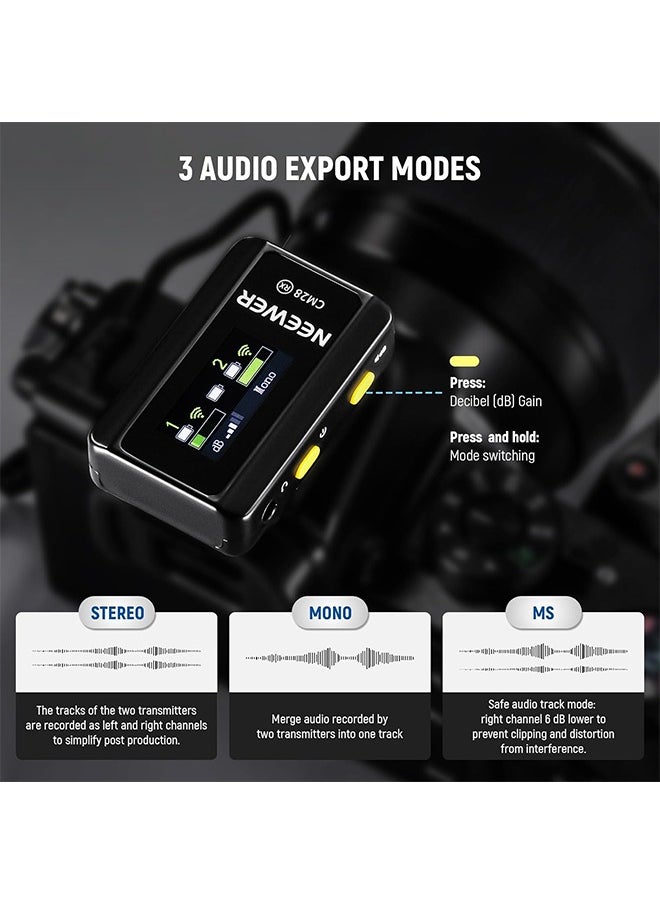 Neewer - Neewer CM28 Wireless Lavalier Microphone System with Charging Case Noise Canceling 4GB Storage 9Hrs Recording 48KHz 16 Bit Uncompressed Audio Lapel Mic Compatible with iPhone iPad Android PC Camera - Image 1