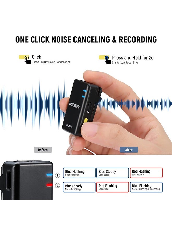 Neewer - Neewer CM28 Wireless Lavalier Microphone System with Charging Case Noise Canceling 4GB Storage 9Hrs Recording 48KHz 16 Bit Uncompressed Audio Lapel Mic Compatible with iPhone iPad Android PC Camera - Image 1