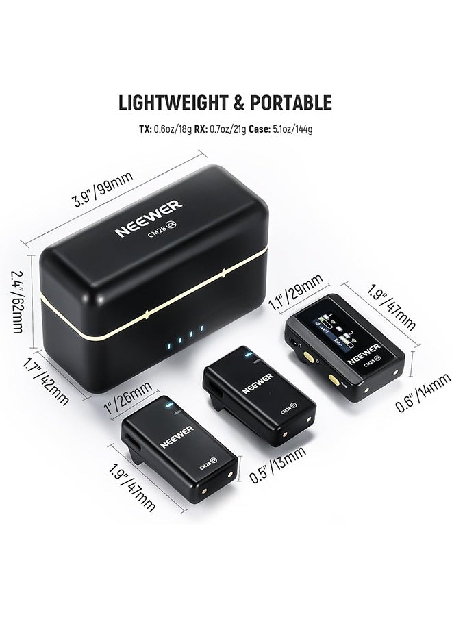 Neewer - Neewer CM28 Wireless Lavalier Microphone System with Charging Case Noise Canceling 4GB Storage 9Hrs Recording 48KHz 16 Bit Uncompressed Audio Lapel Mic Compatible with iPhone iPad Android PC Camera - Image 1