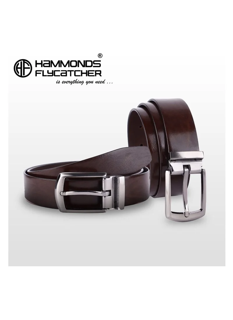 HAMMONDS FLYCATCHER Wallet and Belt Set with Ball Pen | 5 ATM Credit/Debit Card Slots | Fits Waist 28-46 | Ramadan, Eid, Birthday Gift | Redwood Brown