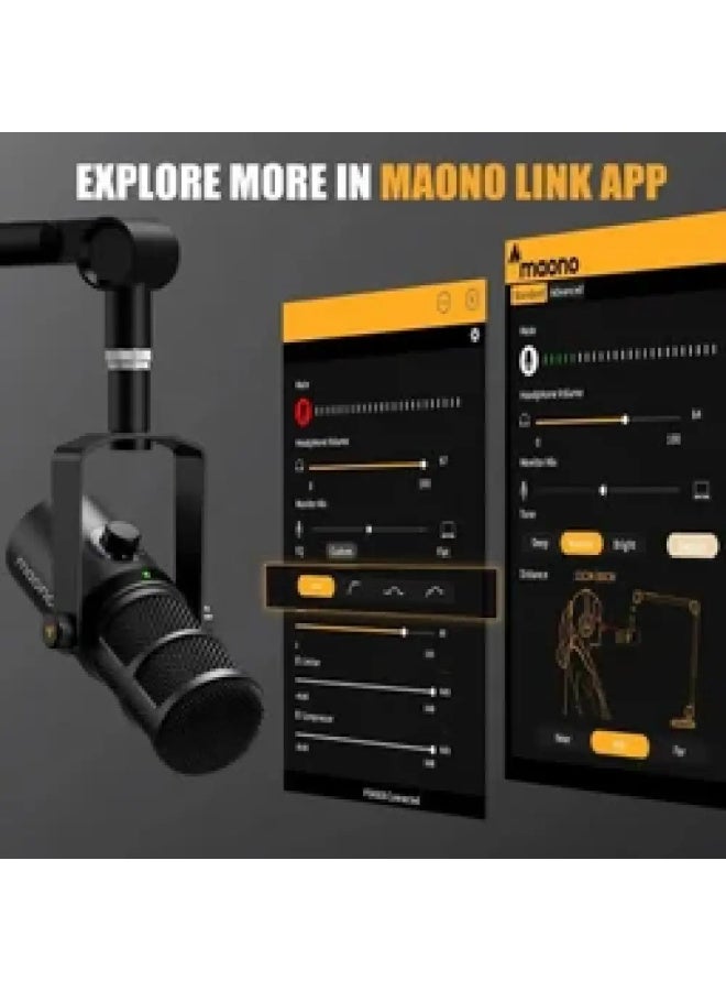 MAONO PD400X Professional USB/XLR Dynamic Microphone for Podcasting, Voice Over, Streaming & Content Creation | Studio-Quality Cardioid Mic with 3-in-1 Smart Knob, Real-Time Monitoring & Tap-to-Mute Function | Premium Metal Build for Professional Recording | Black - Image 3