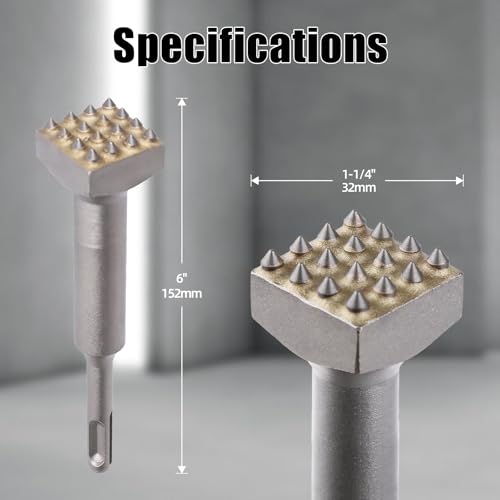 Vearter SDS Plus Bushing Tool 16 Tips, 6'' X 1-1/4'' Square Head Concrete Roughness Coating Remove Bushing Bit for Rotary Hammer, Chisel Drill Bit for Masonry, Brick Wall - Image 5